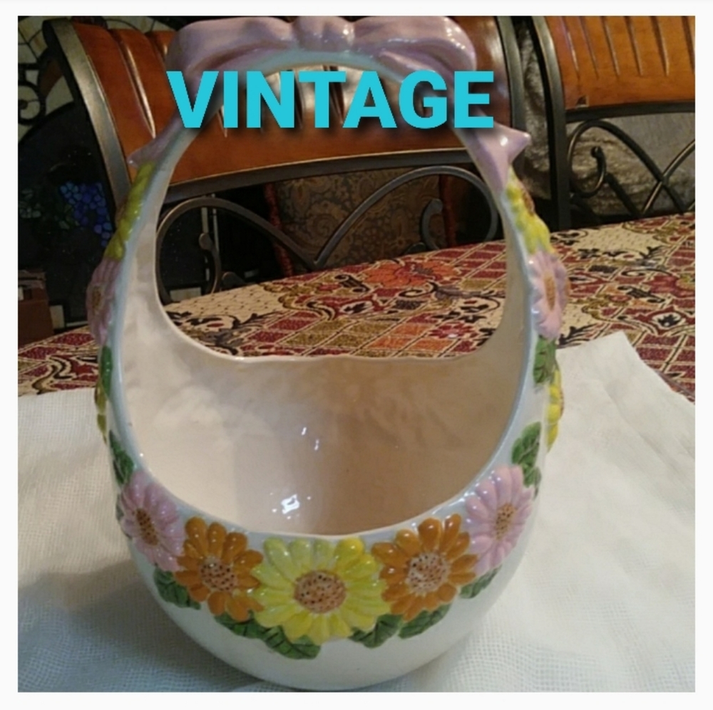 FINAL SALE Ceramic flower basket